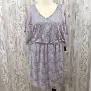 Vintage Alfani Dress Gray Lace Layered Size Medium